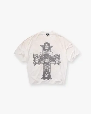 Weekend Essential Represent X Guns N' Roses Cross T-Shirt - Washed Ecru