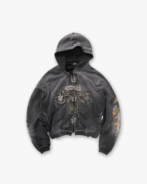 appropriate for parties Represent X Guns N' Roses Cross Zip Through Hoodie - Stained Black