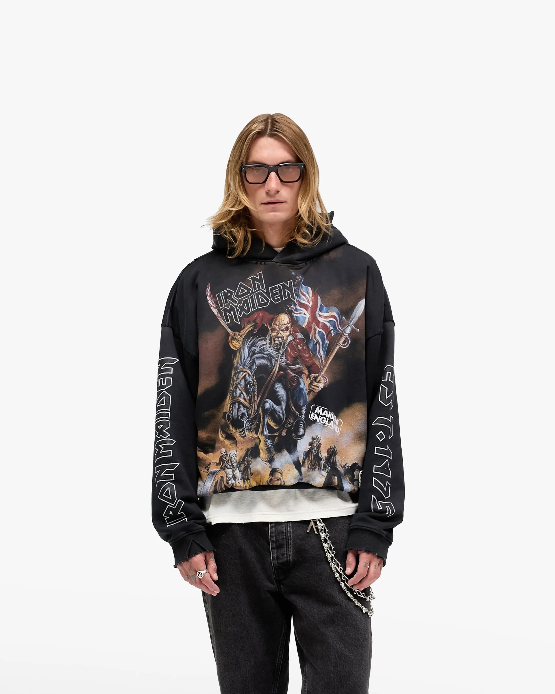 Represent X Iron Maiden Steed Hoodie - Stained Black product festival wearability