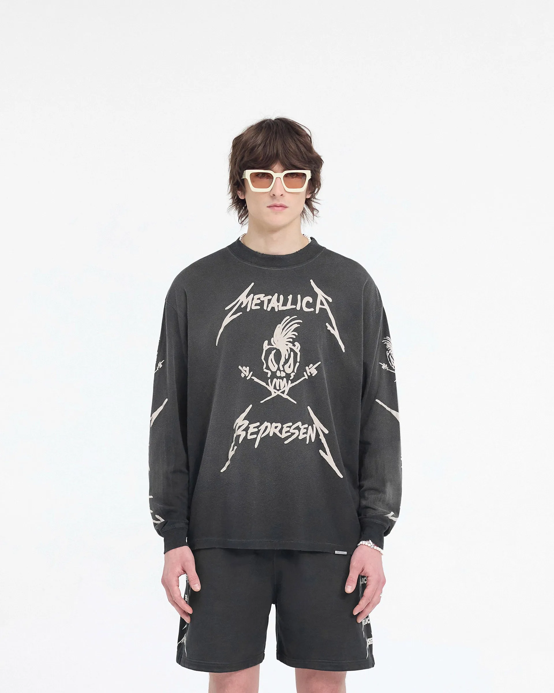 Everyday Flex Light Comfort Represent X Metallica Garage Inc Long Sleeve T-Shirt - Stained Black