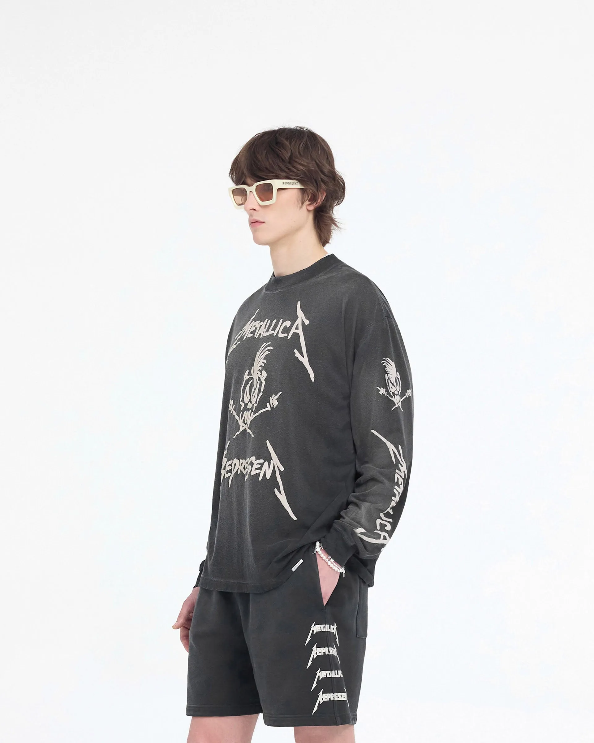 Relaxed Smart Represent X Metallica Garage Inc Long Sleeve T-Shirt - Stained Black