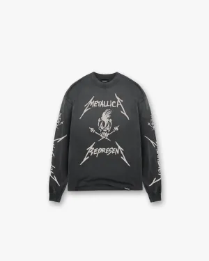 Represent X Metallica Garage Inc Long Sleeve T-Shirt - Stained Black Classic Comfort Style Slim Comfort
