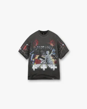 Represent X Metallica Master Of Puppets T-Shirt - Vintage Grey Stretch Fit Design Active Look