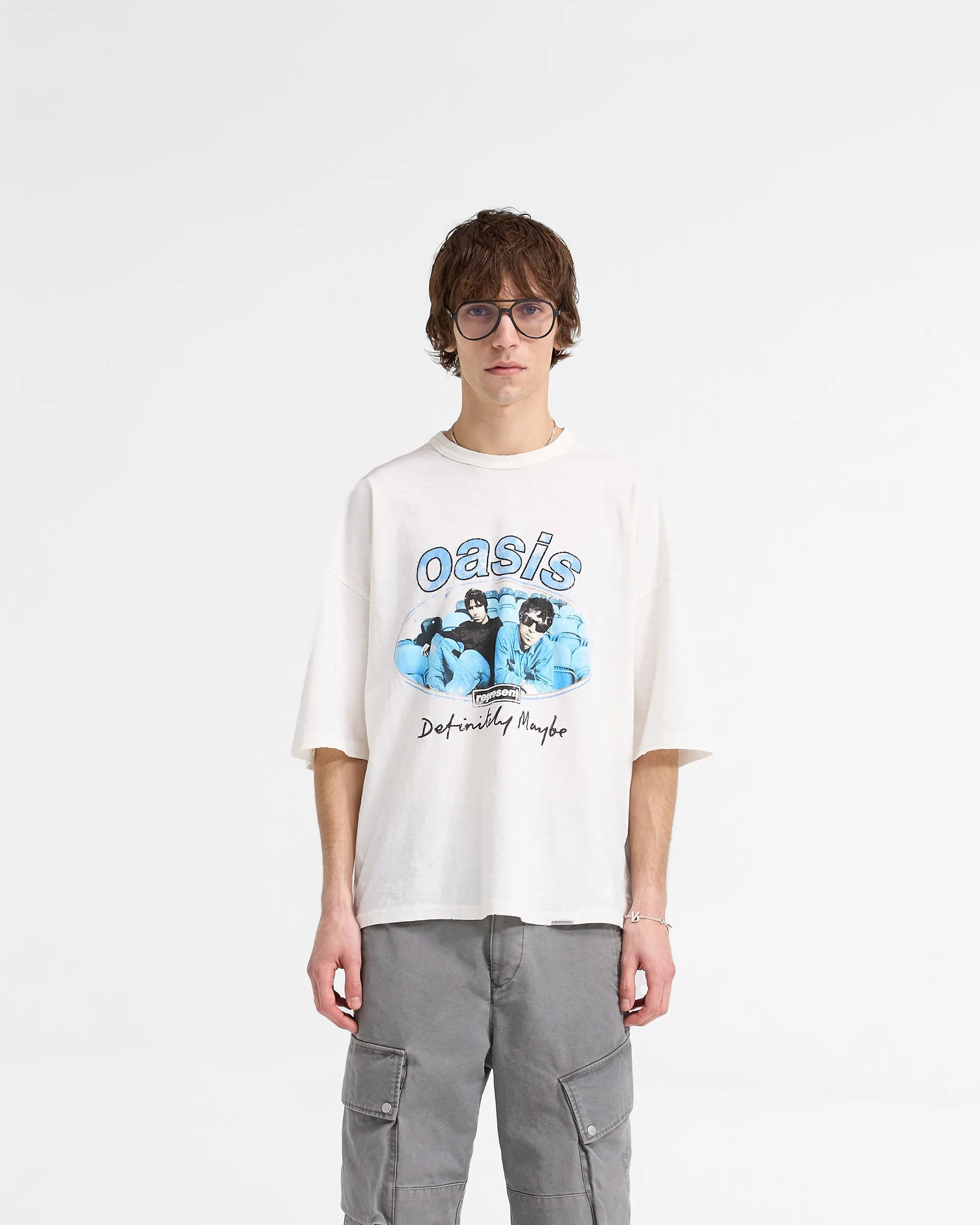 Represent X Oasis Maine Road T-Shirt - Flat White Lightweight Look