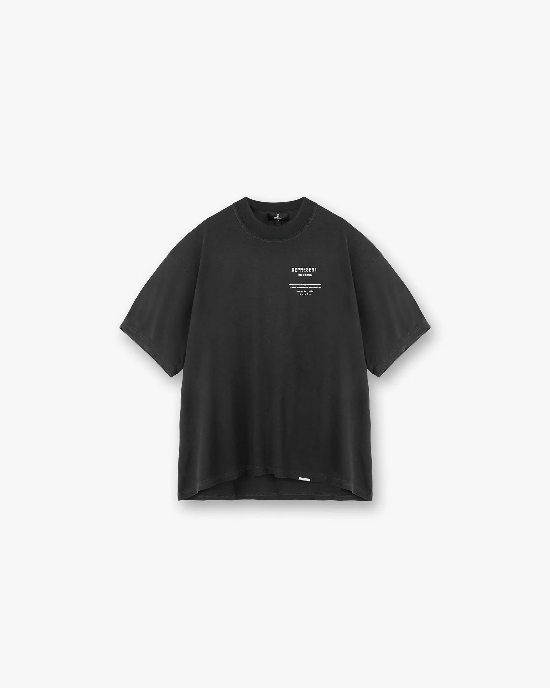 ethical Reinforced Hemline Revere Manor T-Shirt - Stained Black