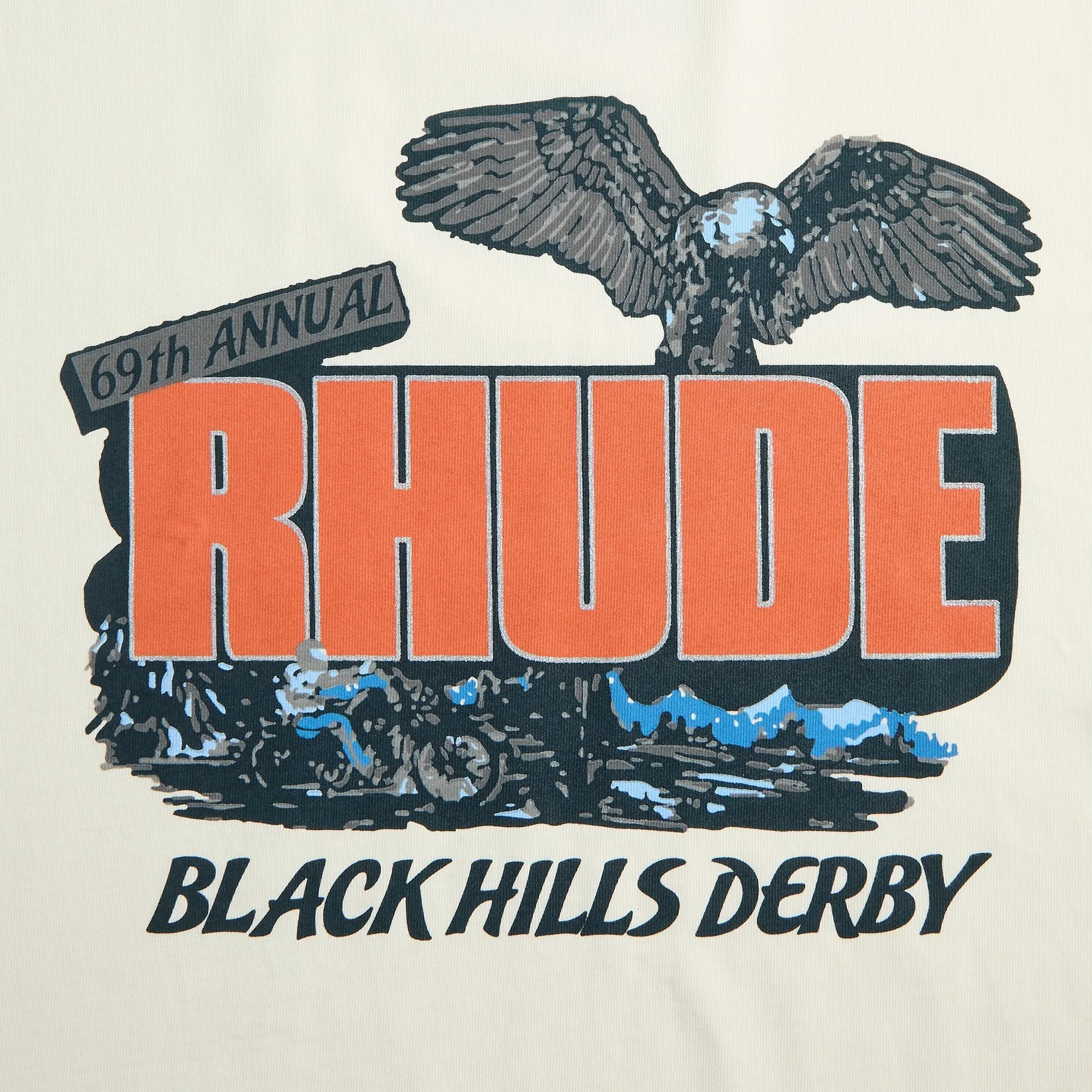 Geometric Print Rhude Black Hills Rally Tee - Vintage White