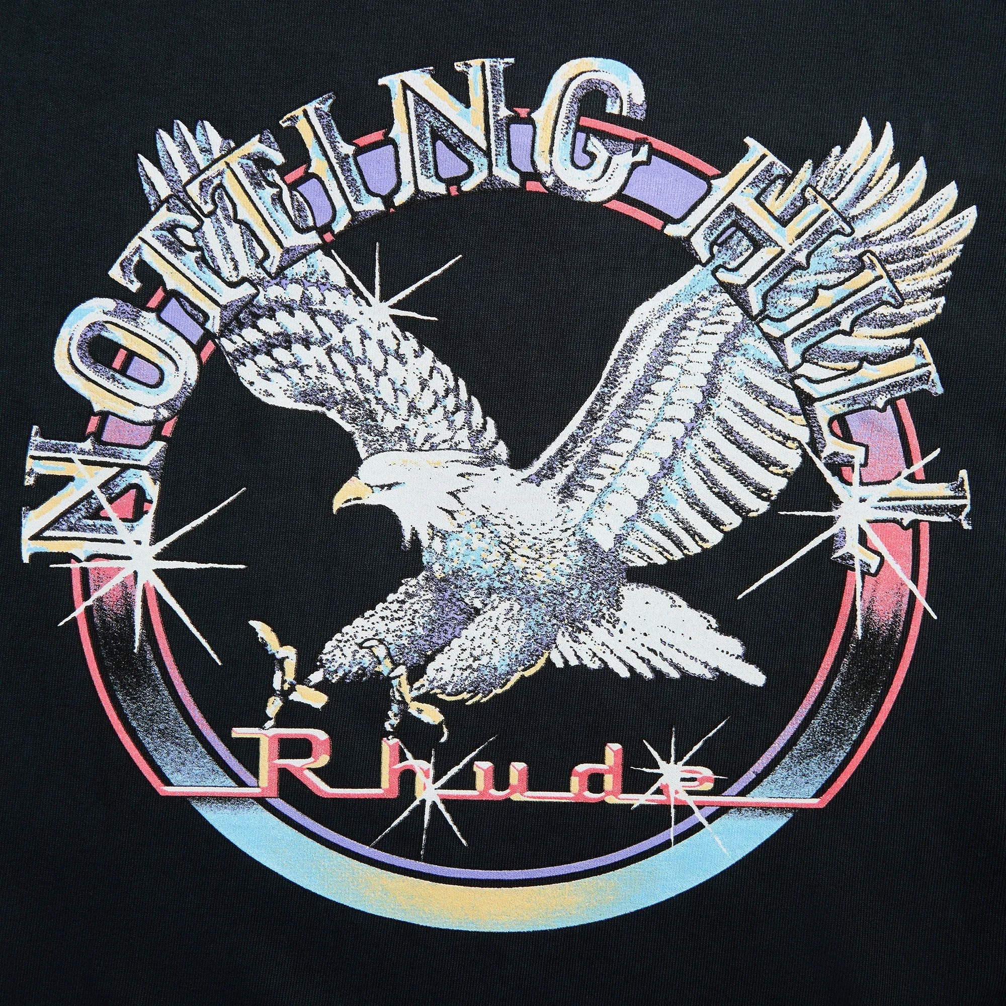Rhude Notting Hill Eagle Tee - Vintage Black Running Speed Relaxed Wear Fit