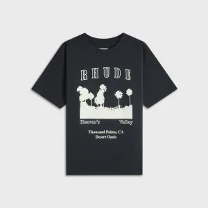 Soft Touch Texture Adjustable Fit Rhude Thousand Palms Tee - Vintage Black / White