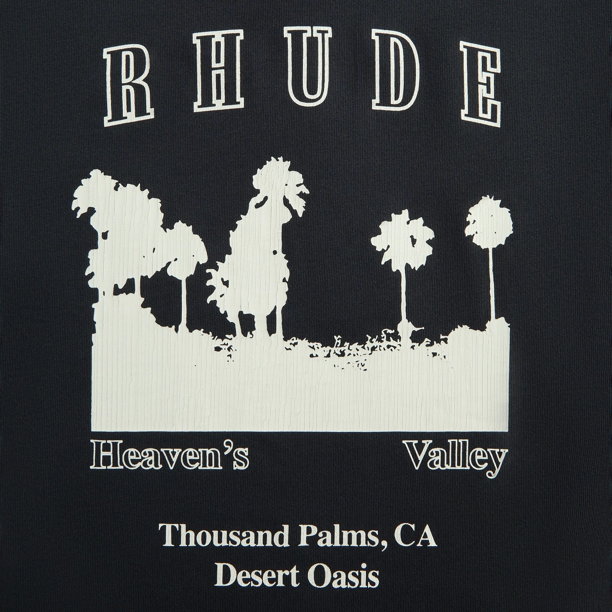 Rhude Thousand Palms Tee - Vintage Black / White Durable Ribbed Hem Casual Vibe
