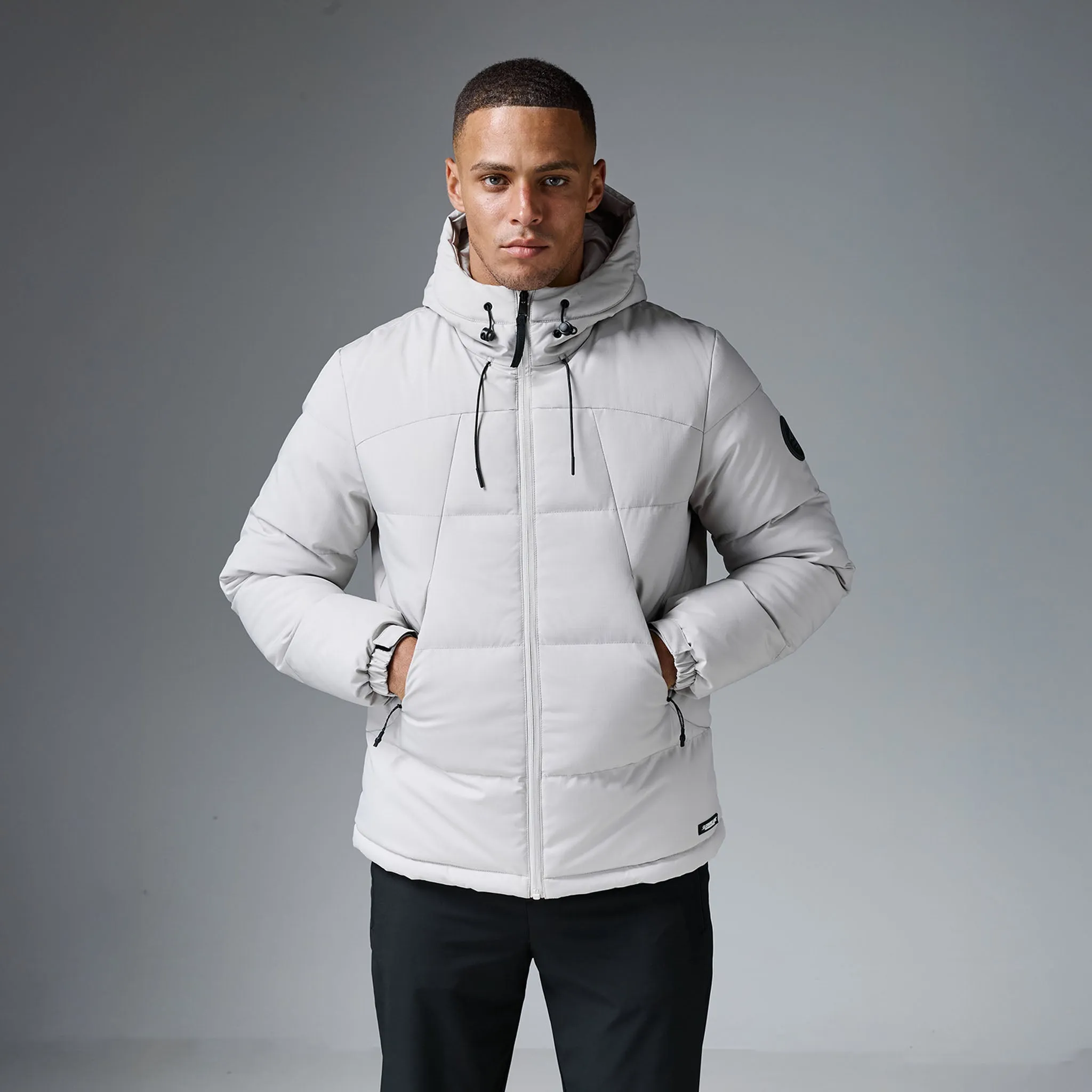 Ripstop Racer Puffer Jacket | Dark Stone HiddenPockets