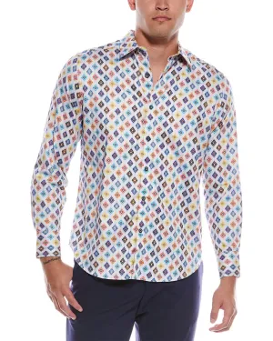 Robert Graham Peterman Classic Fit Woven Shirt Structured Collar Stretchable Material