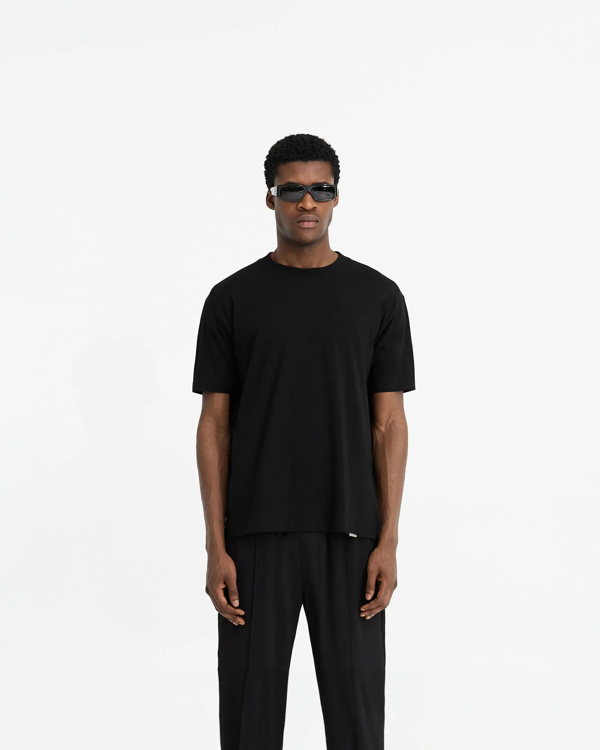 Soft and Cozy Breathable Flex Fit Initial T-Shirt - Black