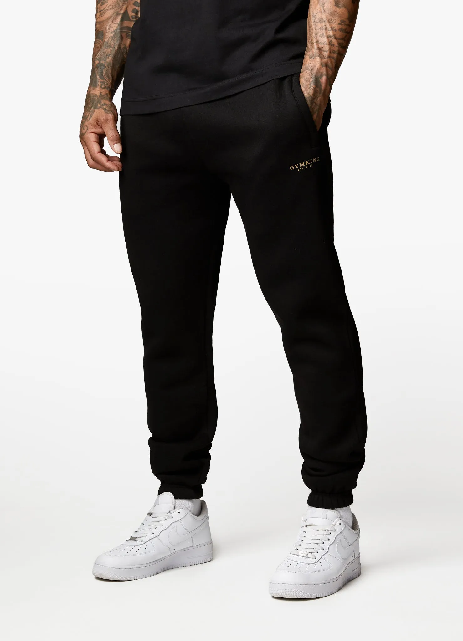 Gym King Oversized Logo Jogger - Black/Gold Flex Wear Design