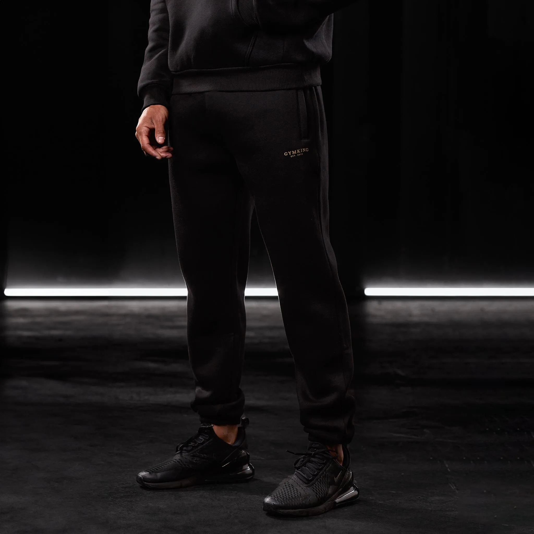 Gym King Oversized Logo Jogger - Black/Gold Adjustable Fit Sport Wear Fit