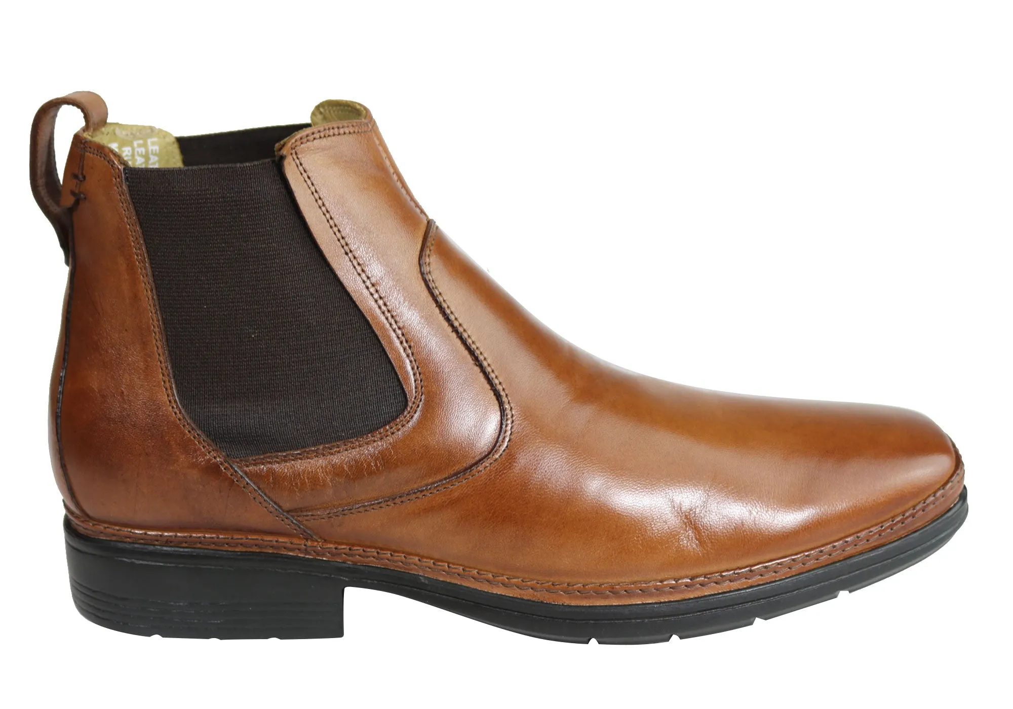 Savelli Liam Mens Comfort Leather Chelsea Dress Boots Made In Brazil Fine Detail