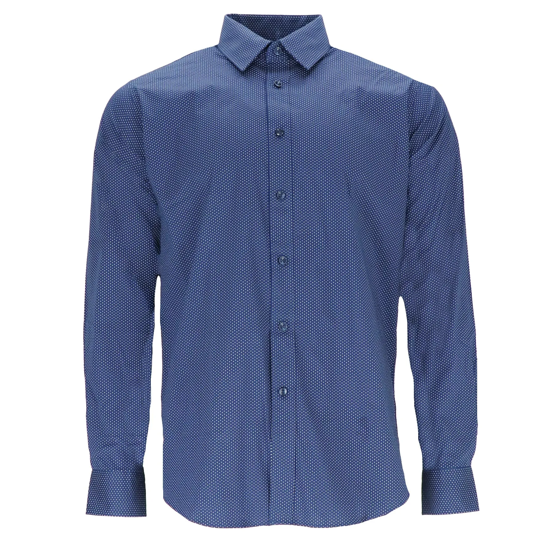 Scotch & Soda Mens Navy Dress Shirt Flexible Mobility Pre Shrunk Cotton Blend