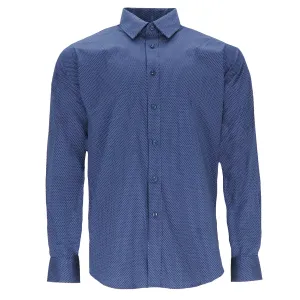 Scotch & Soda Mens Navy Dress Shirt Flexible Mobility Pre Shrunk Cotton Blend