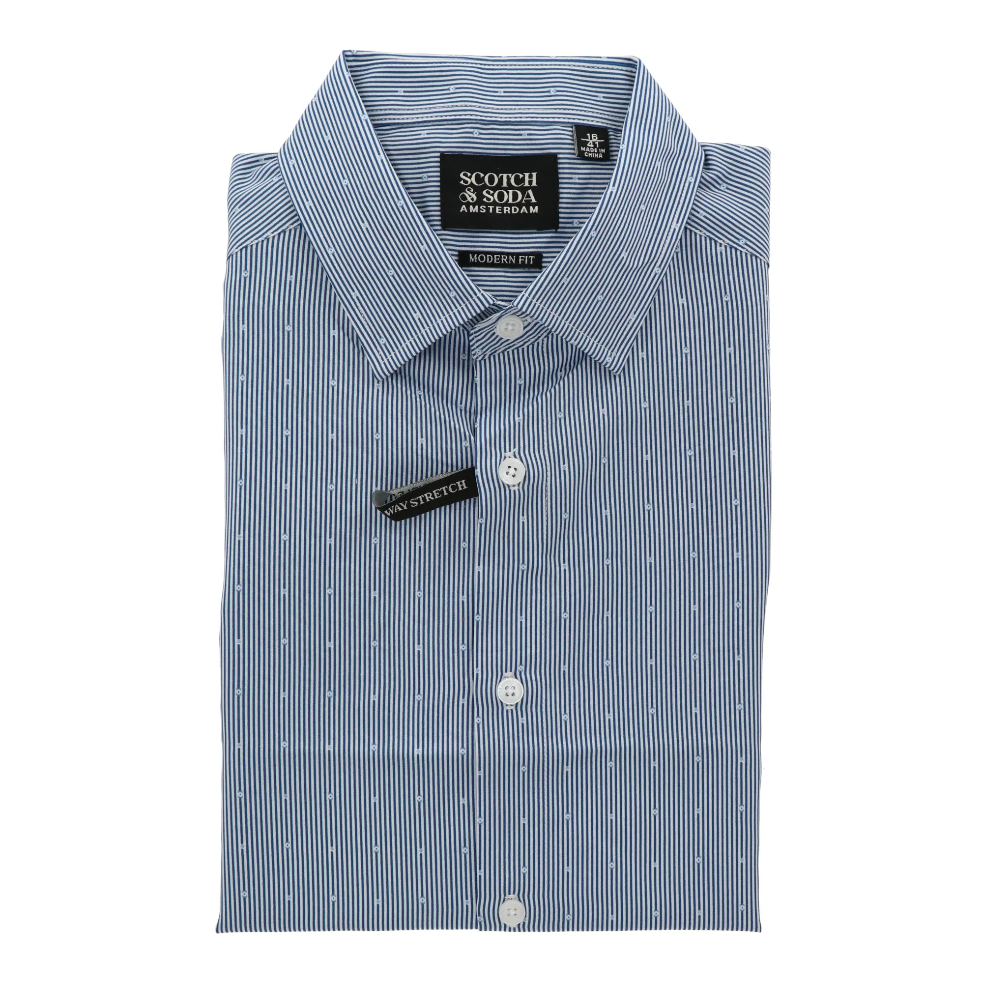 Affordable Luxury Scotch & Soda Mens Navy/White Dress Shirt