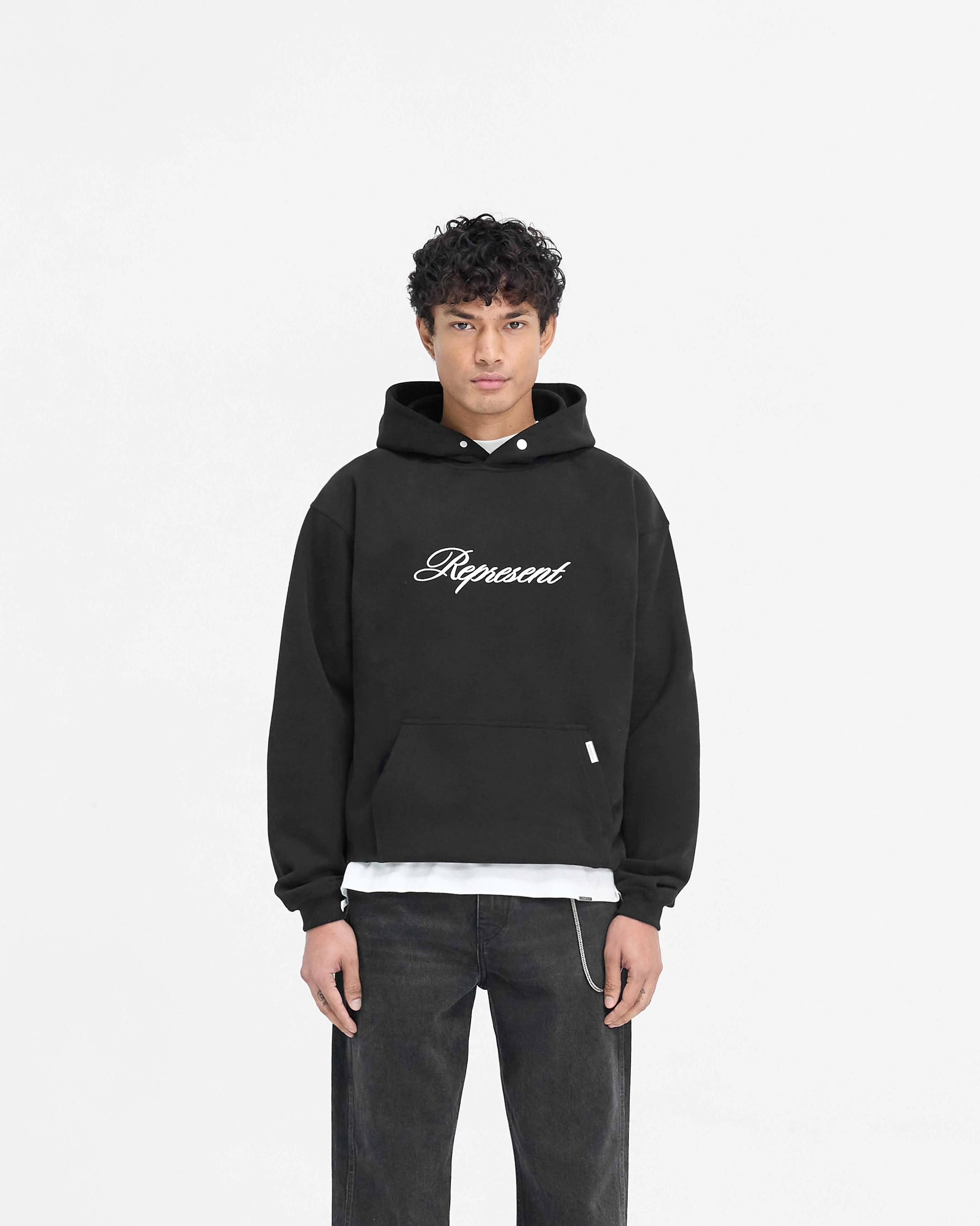 Script Logo Hoodie - Black snowboarding suitable One-of-a-kind