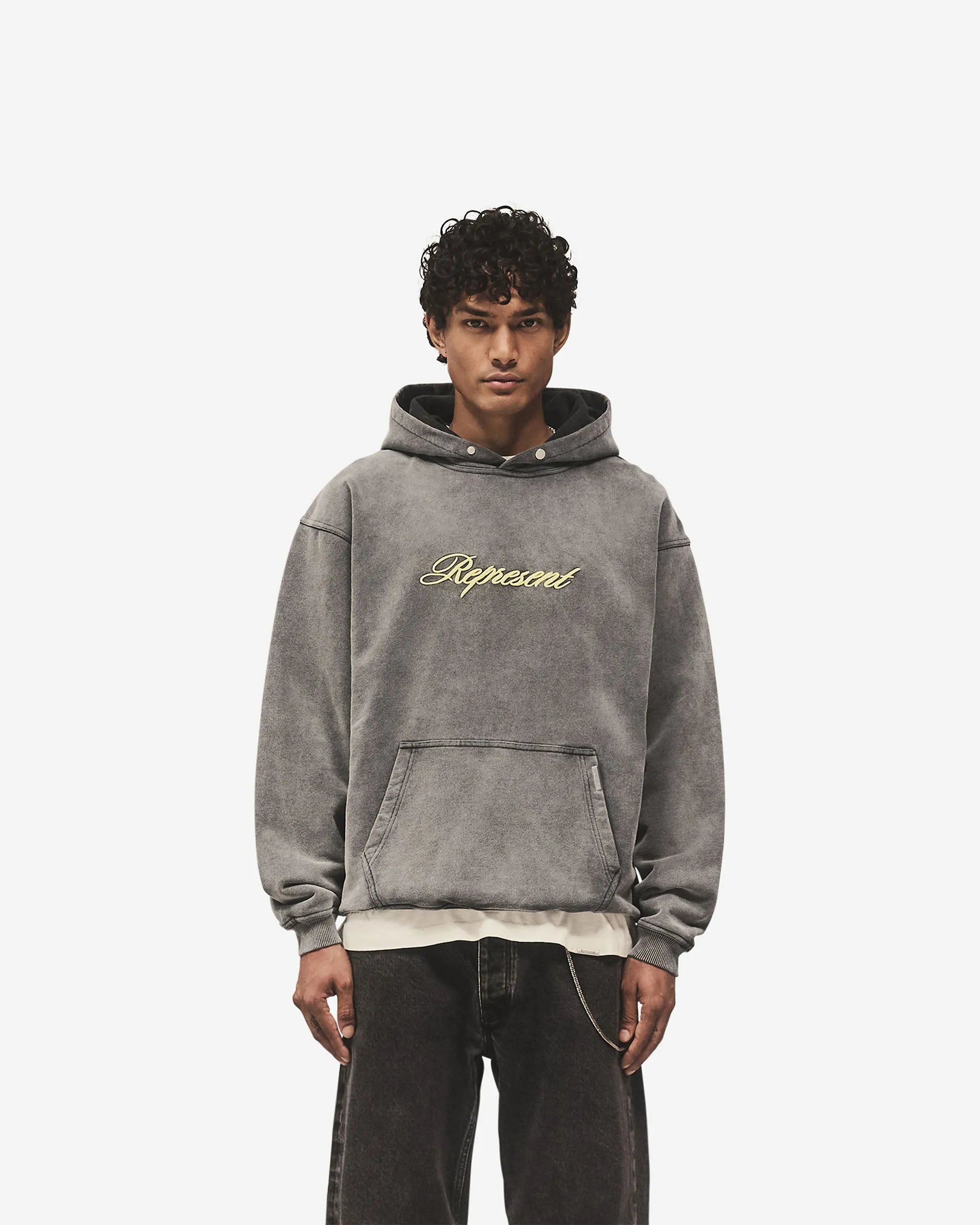 Comfy Wearable Script Logo Hoodie - Vintage Grey