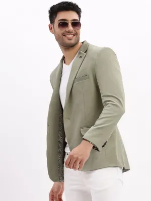 Men's Sea Green Single Breasted Notched Lapel Collar Casual Blazer Long Length