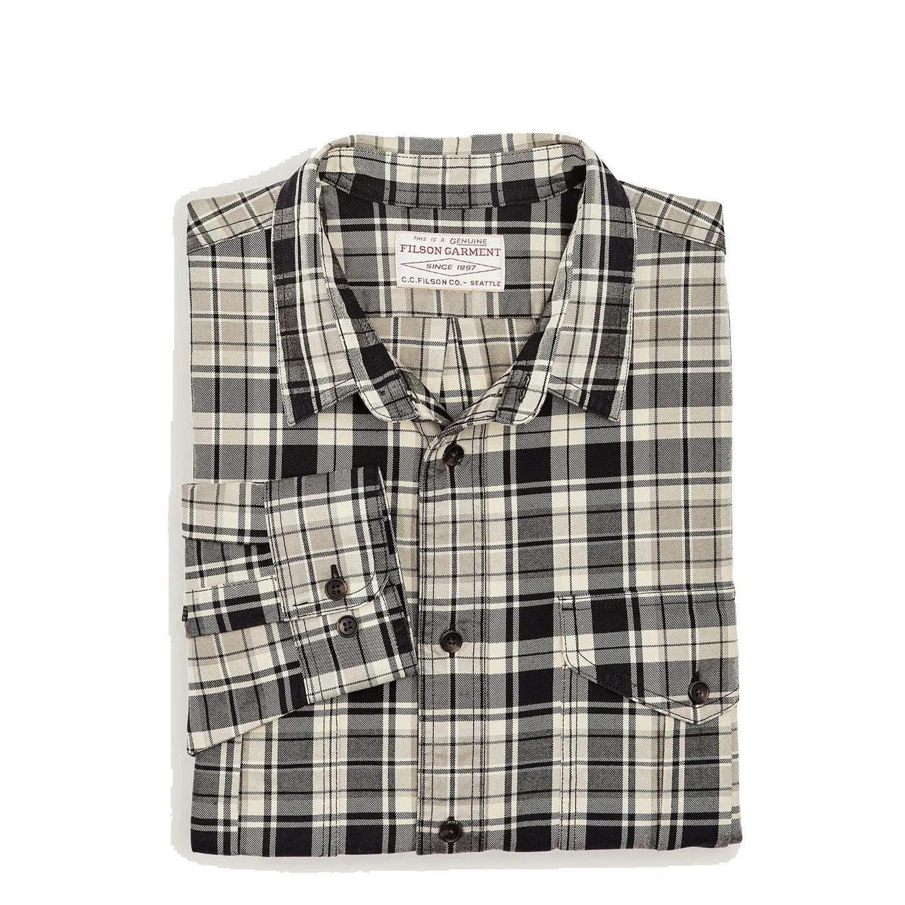 Compact Fold Design Reinforced Buttonholes Filson Lightweight Alaskan Guide Shirt Cream / Black / Gray