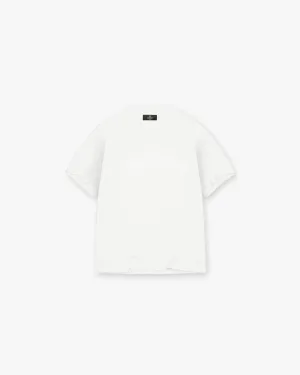 Heather Texture Finish Serif Logo T-Shirt - Flat White