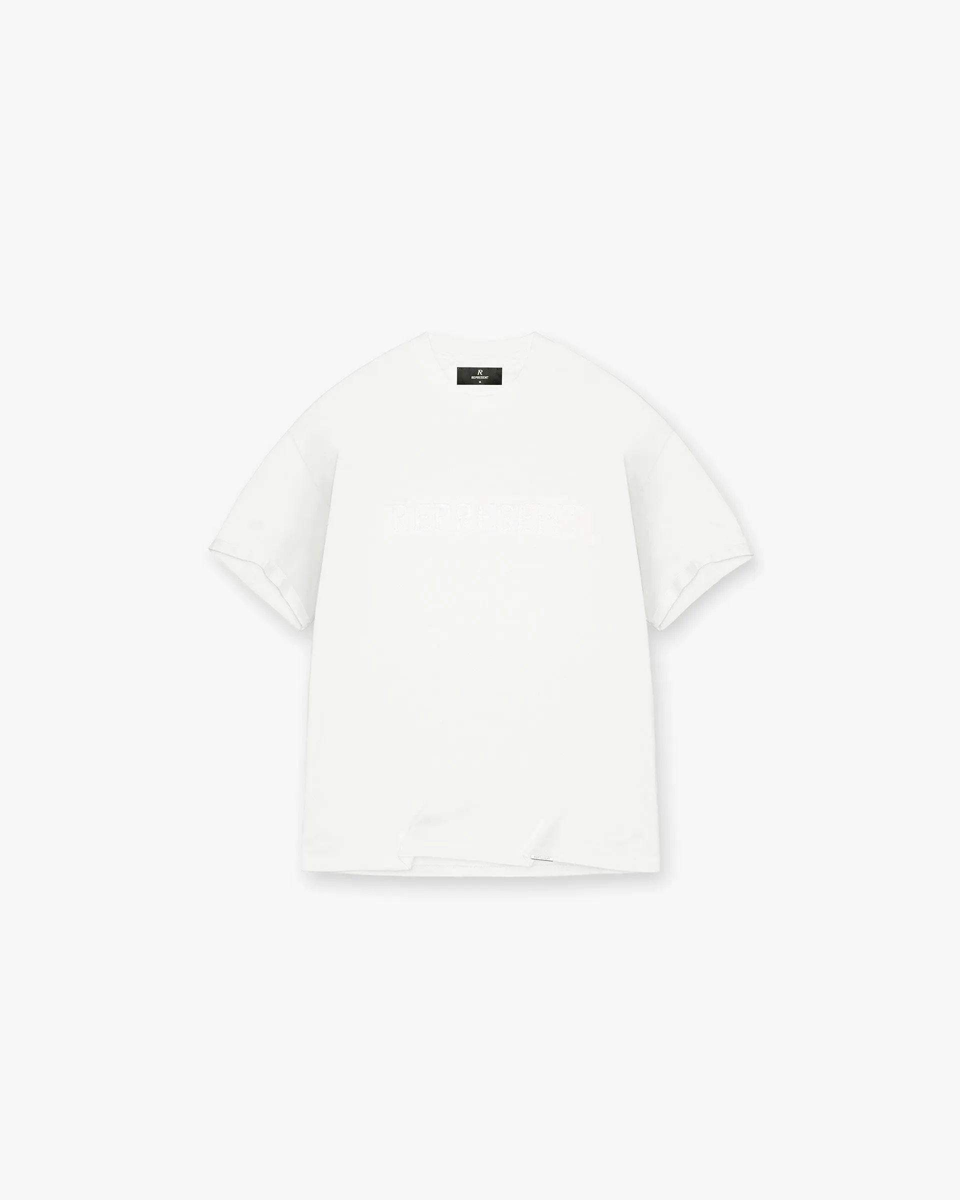Heather Texture Finish Serif Logo T-Shirt - Flat White
