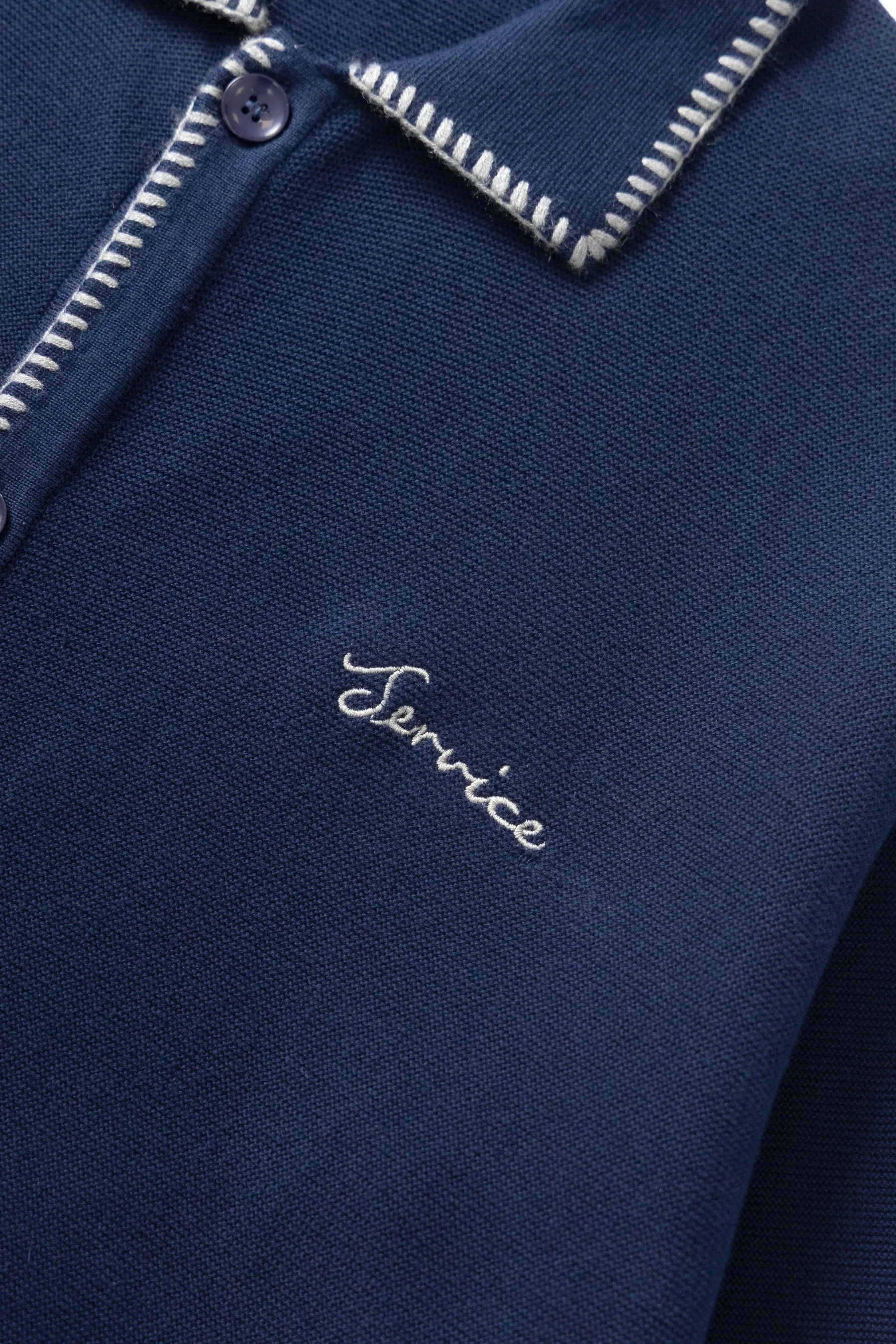 Service Works Blanket Stitch Cardigan Navy Park Day