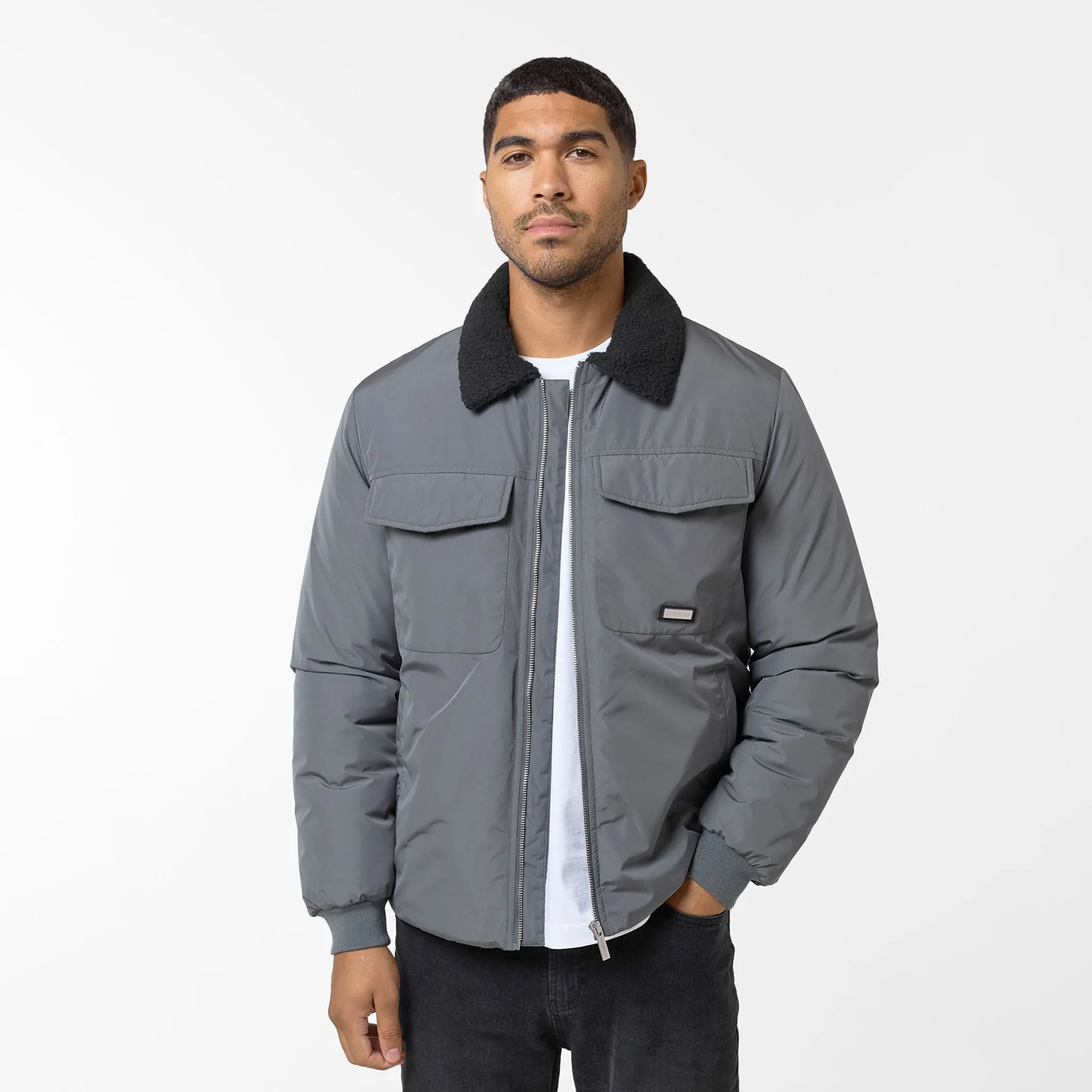 Padded Coach Smart Jacket | Charcoal Trendy Must Have