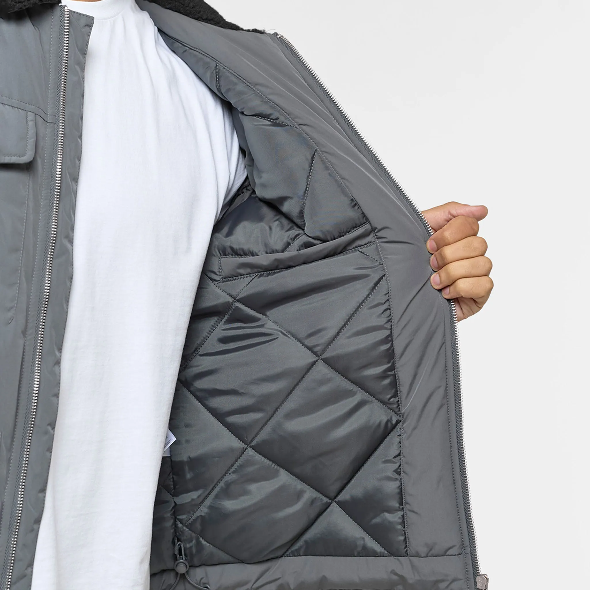 Padded Coach Smart Jacket | Charcoal Waist String