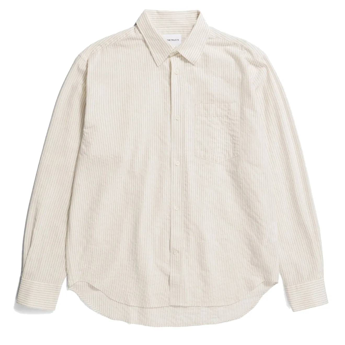 Norse Projects Mo Oversized Striped Shirt Ecru Static Dissipating Fiber