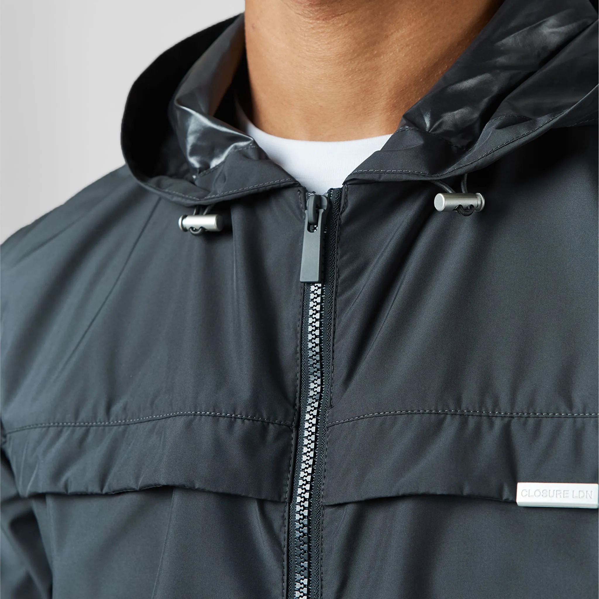 Smart Windbreaker | Charcoal Thermal Reflective Lining Clean Jacket Detail