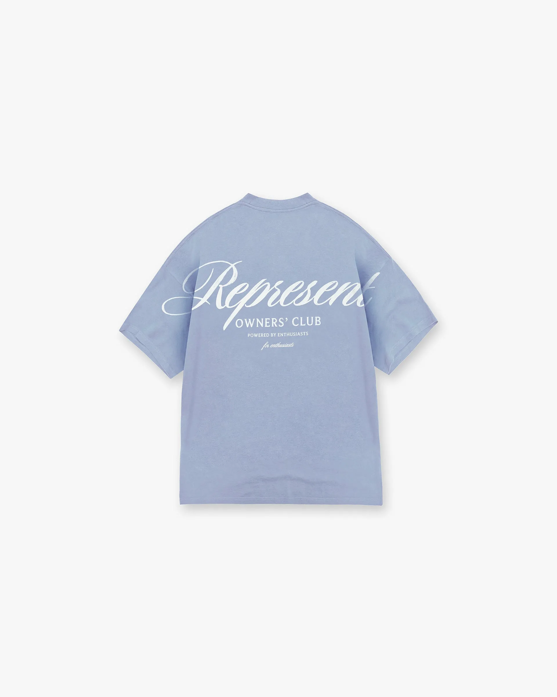 Hiking durability Versatile Layering Represent Owners Club Script T-Shirt - Dusty Blue