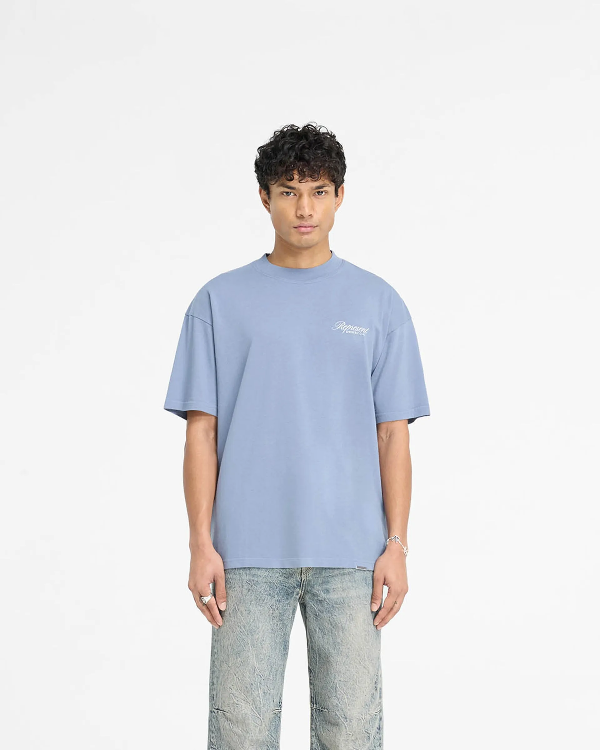 Represent Owners Club Script T-Shirt - Dusty Blue Comfy Performance Wear Performance Comfort
