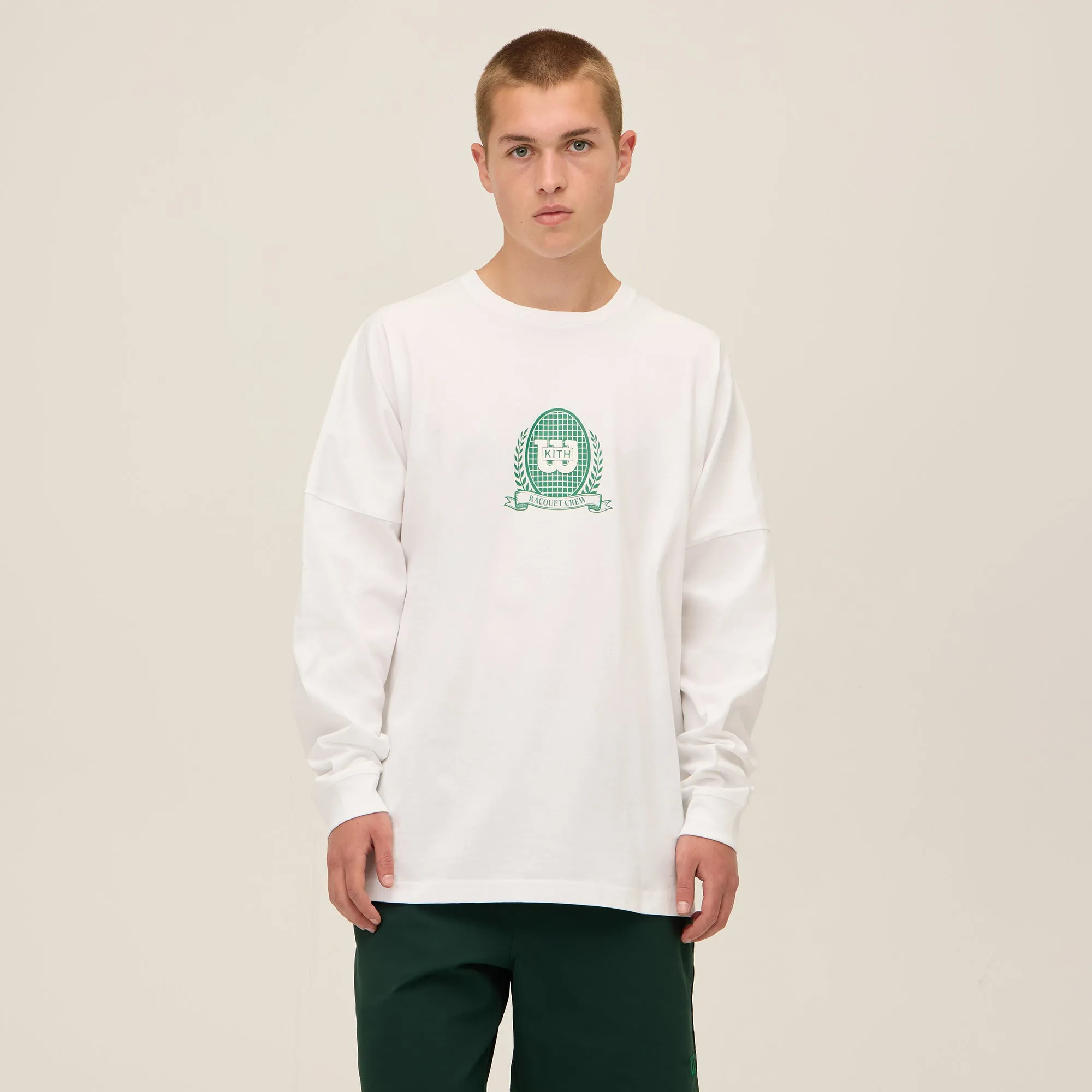 skinny but not tight Kith for Wilson Crest Ramble Long Sleeve Tee - White