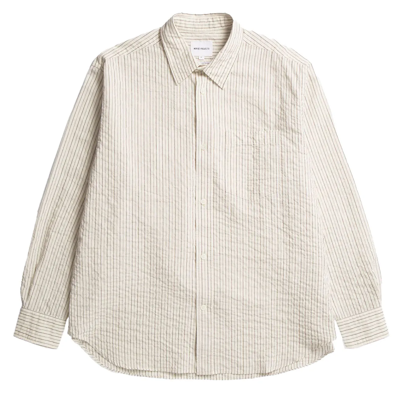 Casual Design Norse Projects Mo Oversized Striped Shirt Chestnut