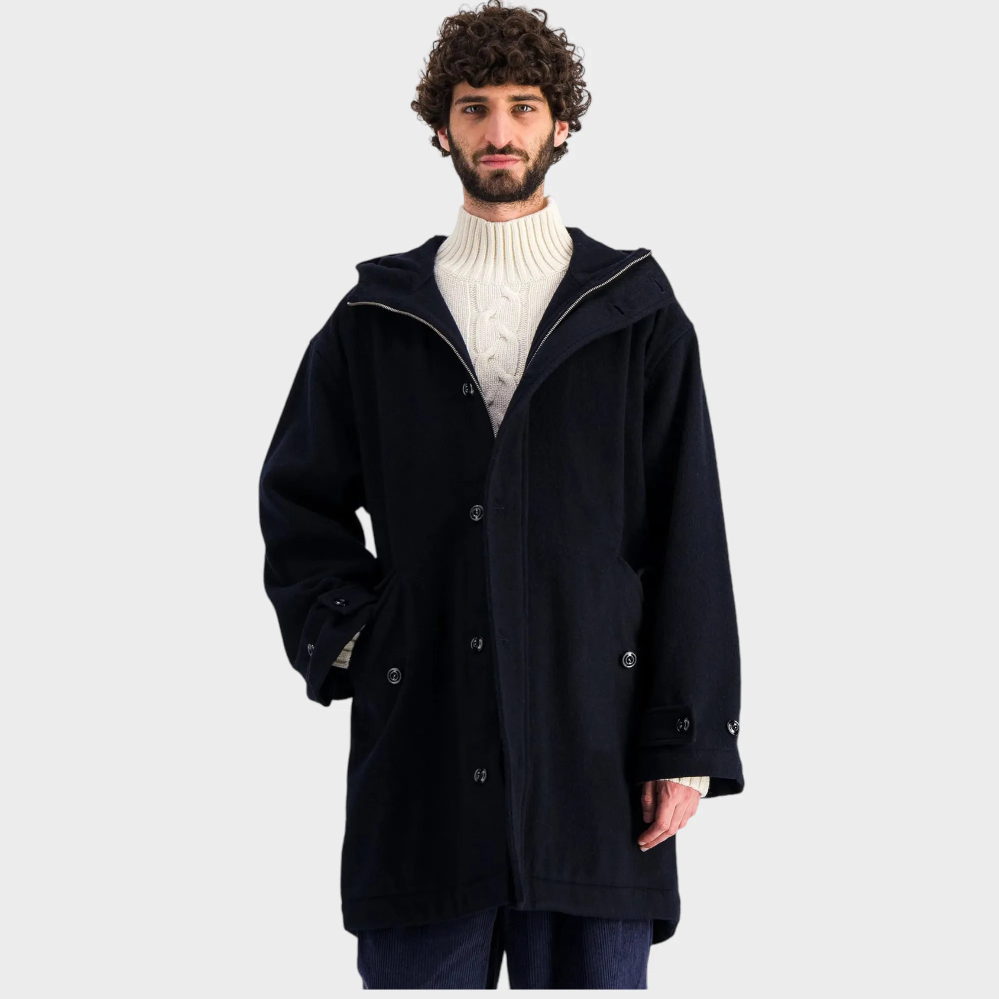 Tailored Cut Style Lightweight Comfort Parages Refuge Wool Coat Navy