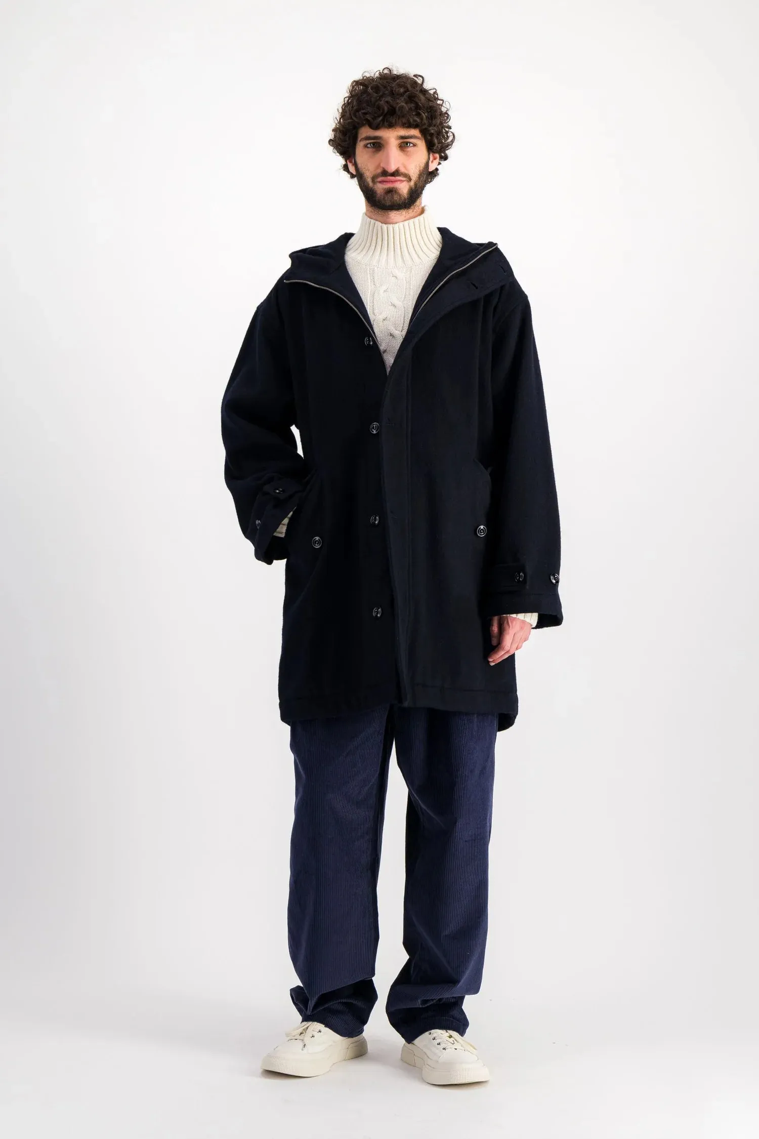 Parages Refuge Wool Coat Navy RubberizedTrim