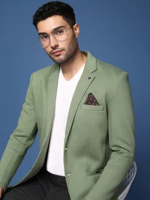 Men's Green Slim Fit Single Breasted Blazer SoftshellMaterial
