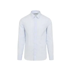 All Purpose Weave Design Light Blue Cotton Formal Shirt With Subtle Stripes