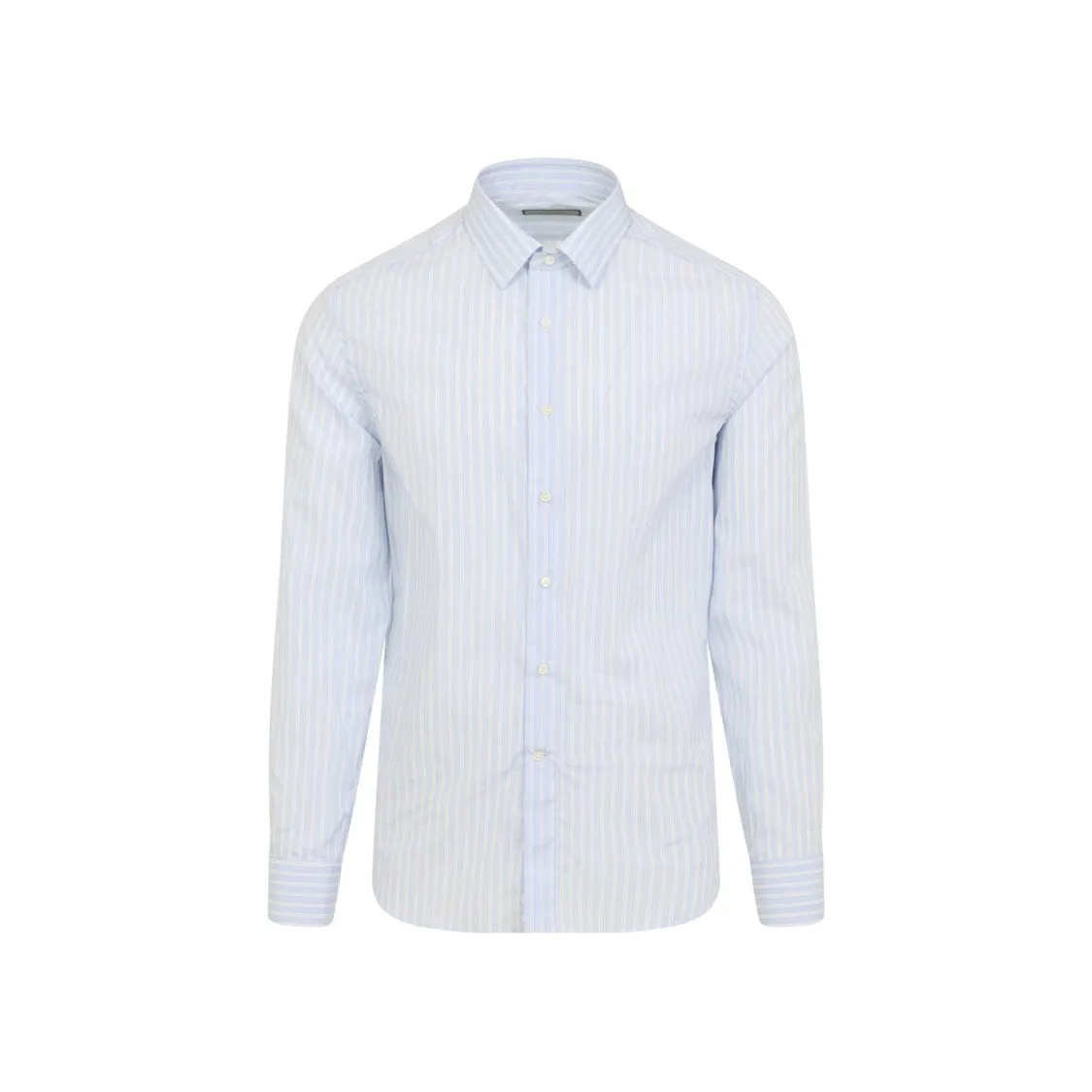 Designer Look Light Blue Cotton Formal Shirt With Subtle Stripes