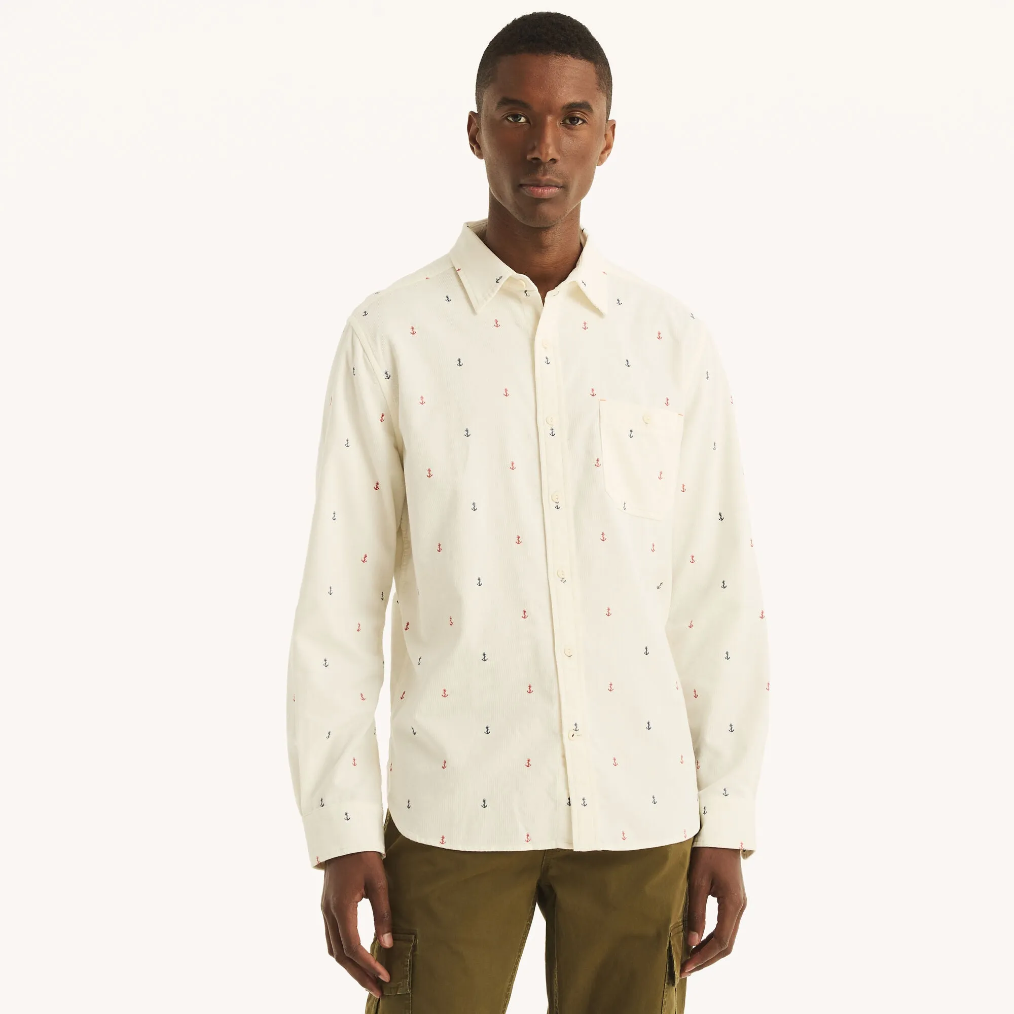 Winter Fashion Nautica Mens Corduroy Printed Shirt