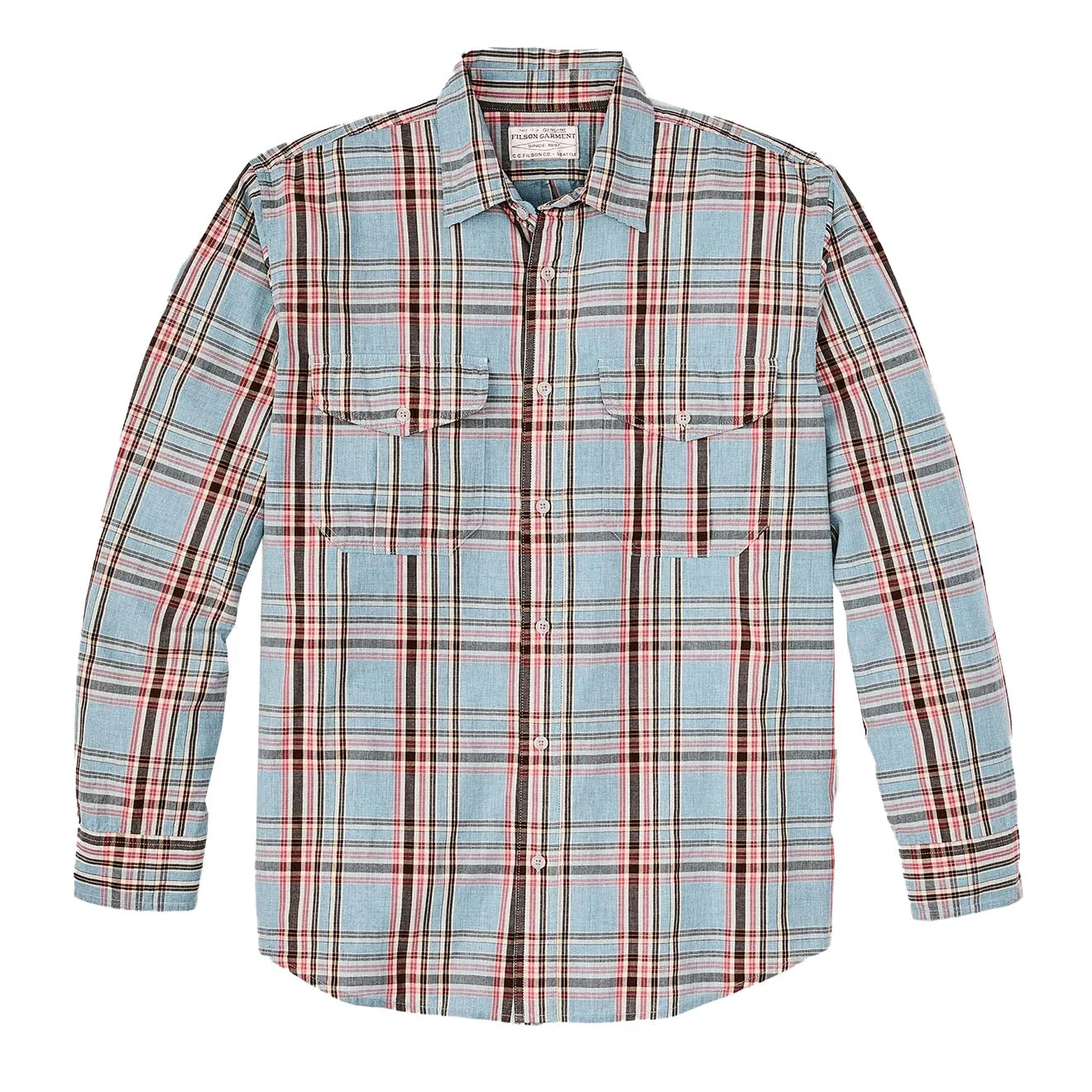 Filson Washed Feather Cloth Shirt Light Blue / Red / Natural Plaid Bold Graphics