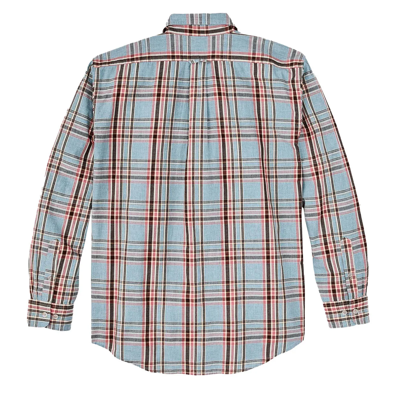 Filson Washed Feather Cloth Shirt Light Blue / Red / Natural Plaid Ventilated Back Panel Casual Comfort