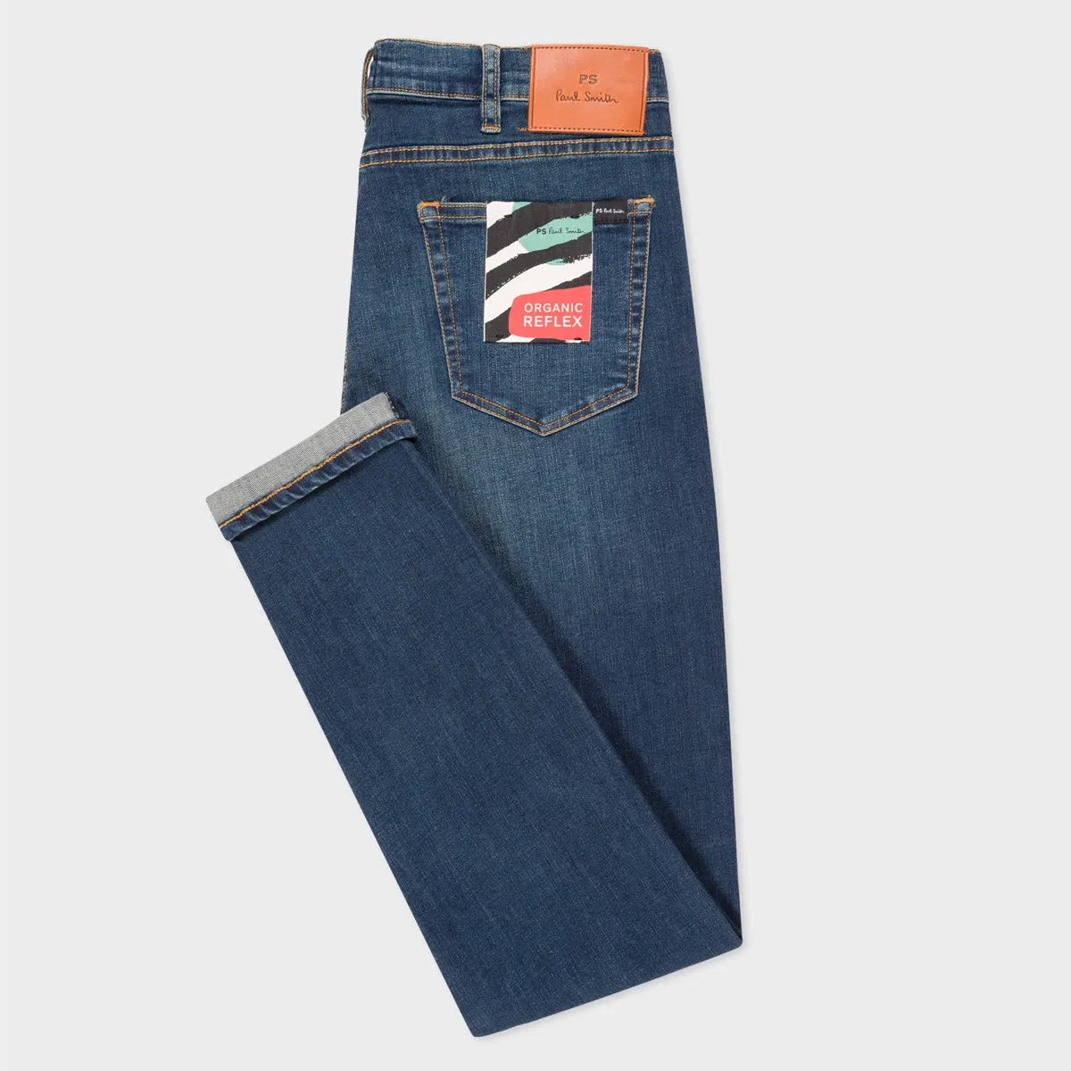 PS Paul Smith - Slim Fit 'Organic Reflex' Jeans in Antique Wash Modern Minimalist Rainy Day