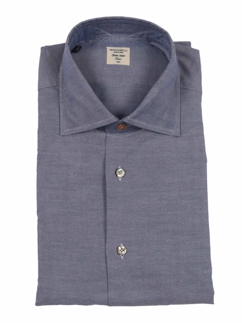 Striped style Slim-Fit Blue Oxford Cotton Shirt