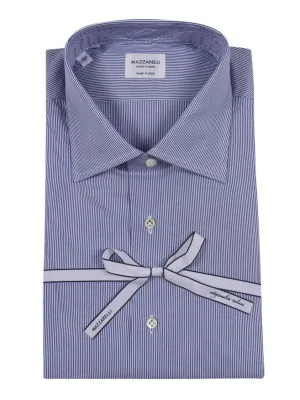 Slim-Fit Light Blue And White Striped Poplin Cotton Shirt Bold Hue