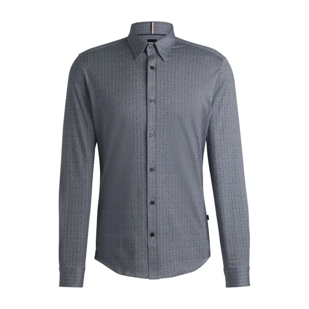 Slim-fit shirt in cotton jacquard Country Escape Checkered Look