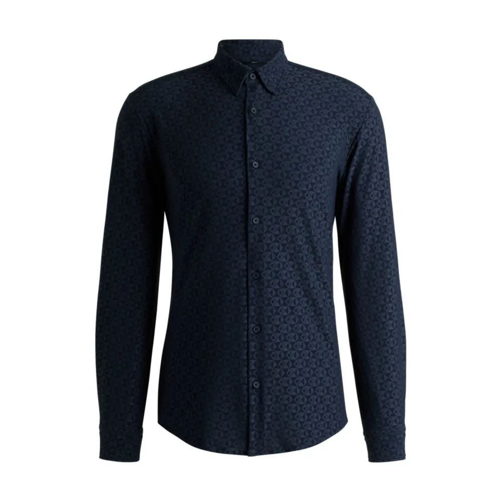 Slim-fit shirt in performance-stretch jacquard Functional Comfort